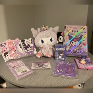 Sanrio Kuromi Plush and Purple Stationery Bundle
